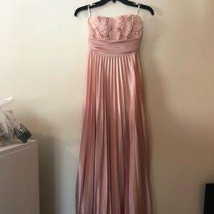 Strapless baby pink prom dress